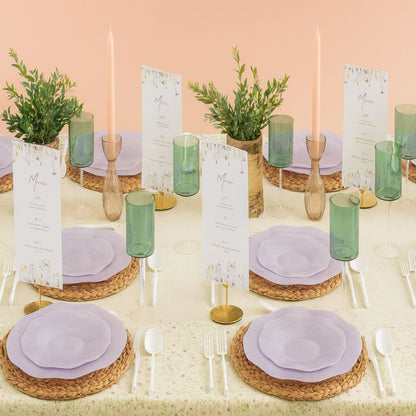 COMBO SET Ribbed Collection 10" & 7" Lavender Pearl Plastic Dinnerware Combo Disposable Plates SIMCHA Collection