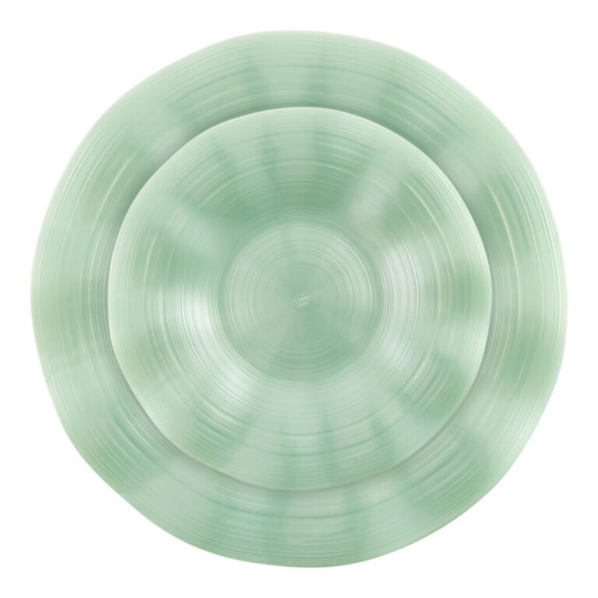 COMBO SET Ribbed Collection 10" & 7" Green Pearl Plastic Dinnerware Combo Disposable Plates SIMCHA Collection