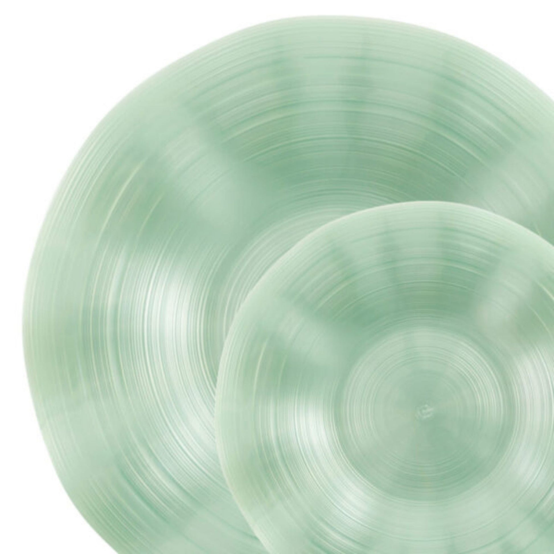COMBO SET Ribbed Collection 10" & 7" Green Pearl Plastic Dinnerware Combo Disposable Plates SIMCHA Collection