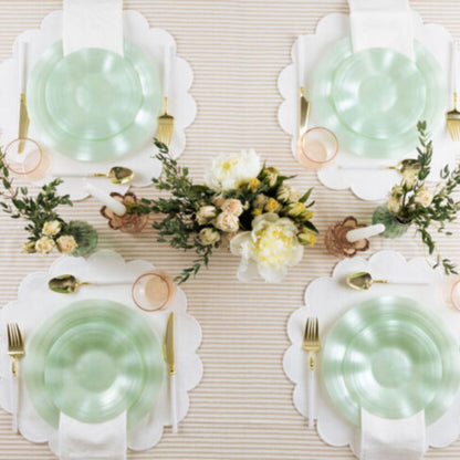 COMBO SET Ribbed Collection 10" & 7" Green Pearl Plastic Dinnerware Combo Disposable Plates SIMCHA Collection