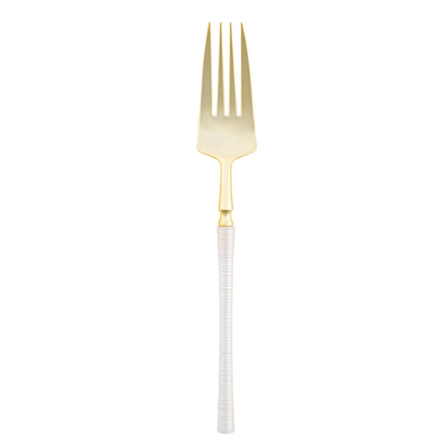 8" Elegant Disposable Pearl/Gold Dinner Forks: Ribbed