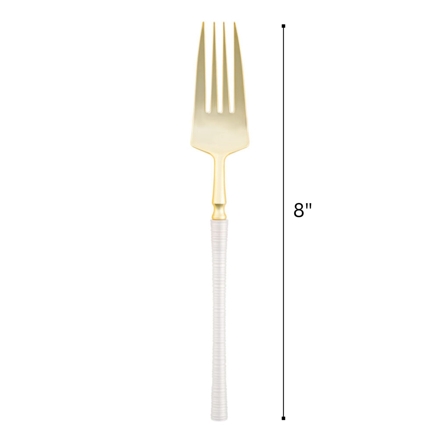 8" Elegant Disposable Pearl/Gold Dinner Forks: Ribbed