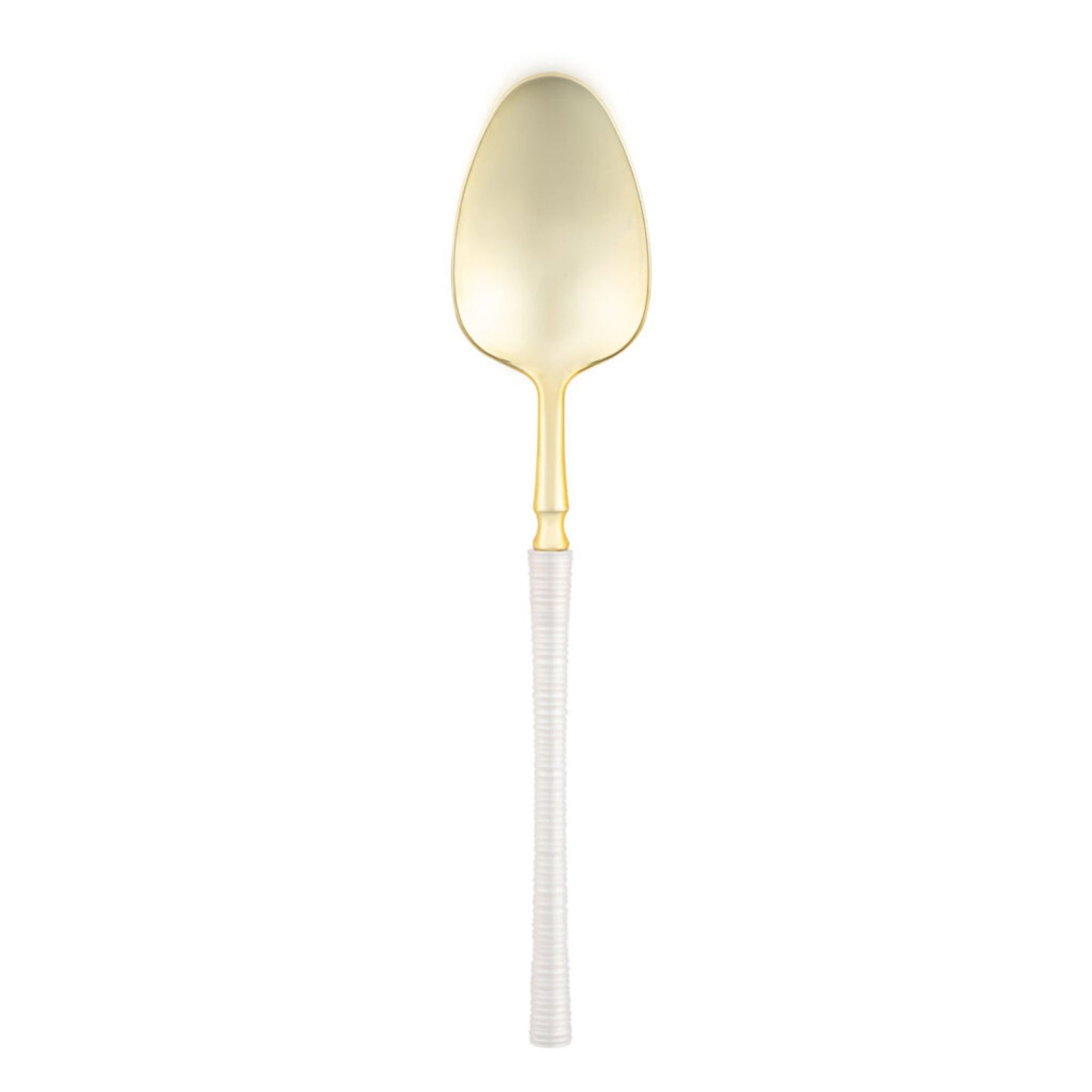 8" Elegant Disposable Pearl/Gold Soup Spoons: Ribbed Disposable Spoons Ribbed