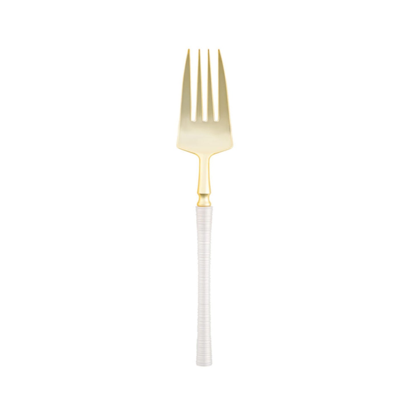 6.25" Elegant Disposable Pearl/Gold Salad Forks: Ribbed Disposable Forks Ribbed