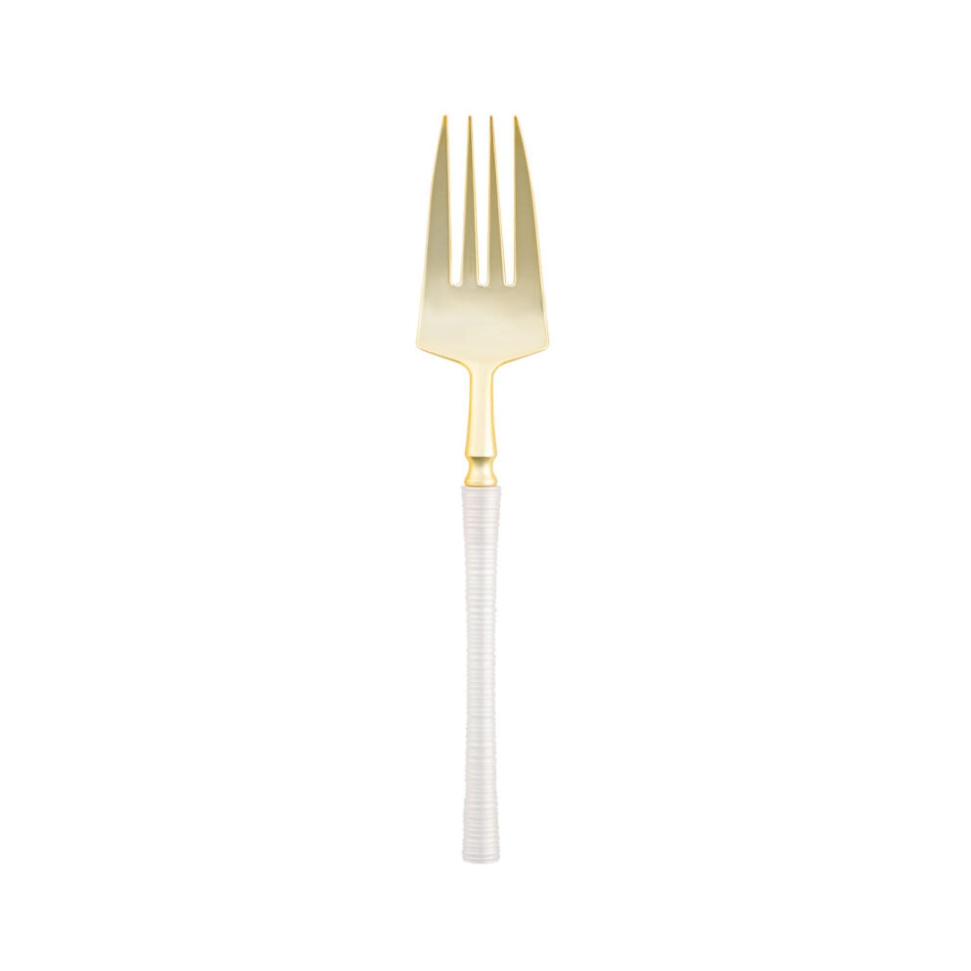 6.25" Elegant Disposable Pearl/Gold Salad Forks: Ribbed Disposable Forks Ribbed