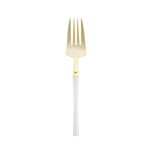 6.25" Elegant Disposable Pearl/Gold Salad Forks: Ribbed