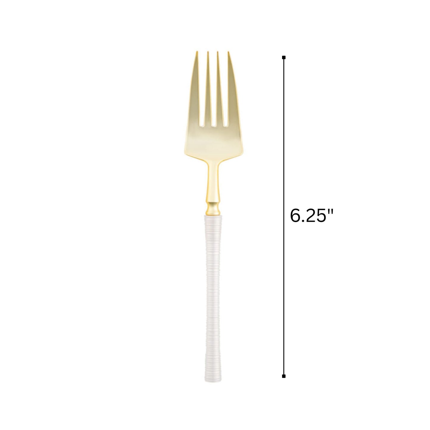 6.25" Elegant Disposable Pearl/Gold Salad Forks: Ribbed Disposable Forks Ribbed