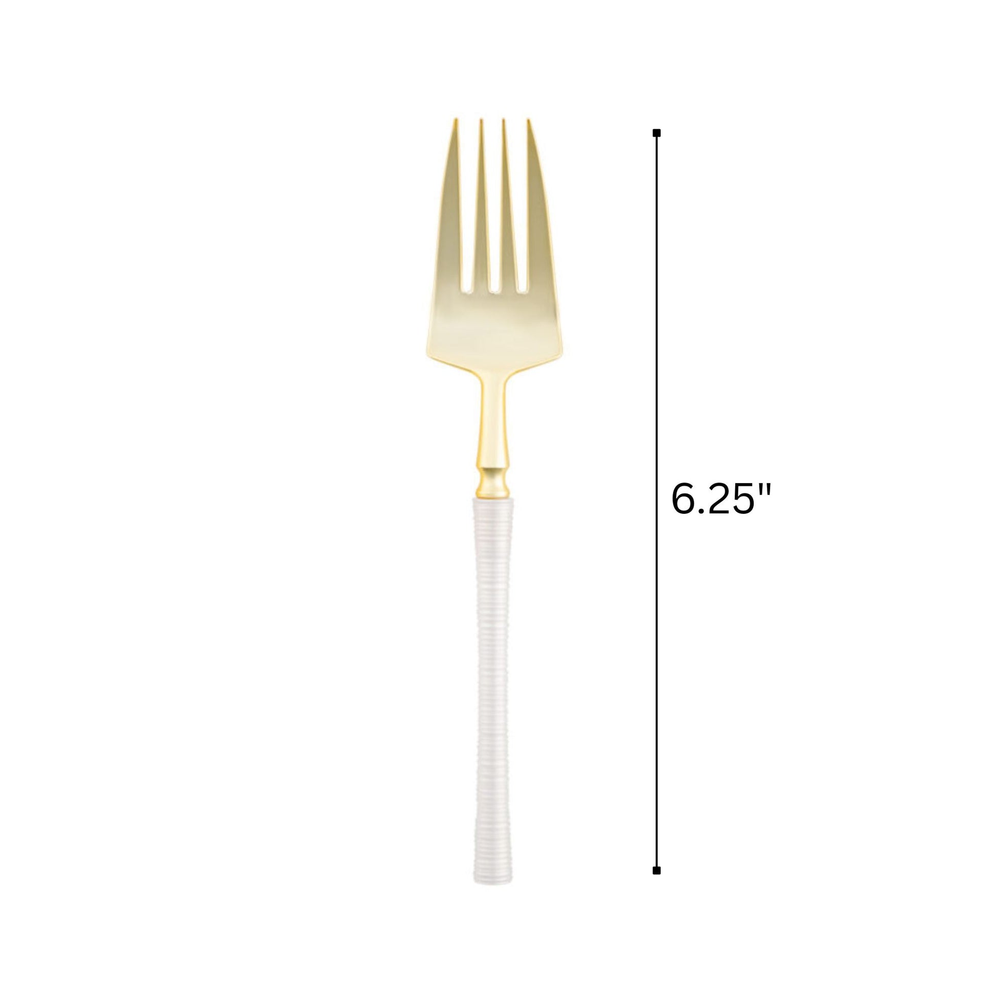 6.25" Elegant Disposable Pearl/Gold Salad Forks: Ribbed Disposable Forks Ribbed