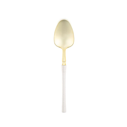 6.25" Elegant Disposable Pearl/Gold Teaspoons: Ribbed