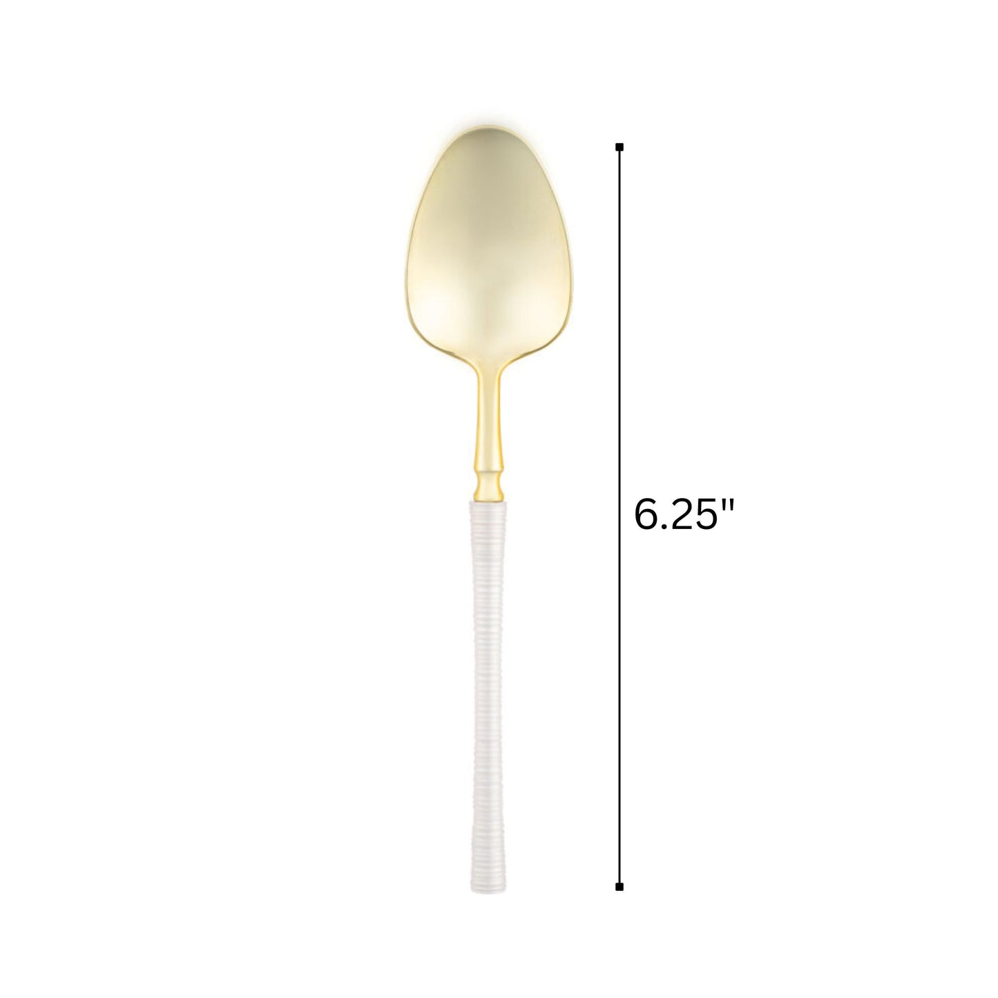 6.25" Elegant Disposable Pearl/Gold Teaspoons: Ribbed
