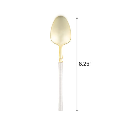 6.25" Elegant Disposable Pearl/Gold Teaspoons: Ribbed