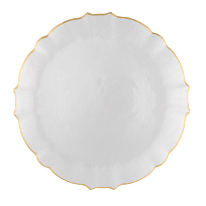 10.25"&7.5" Pearl with Gold Rim Plastic Plates Combo Set: Aristocratic Combo Disposable Plates SIMCA Collection