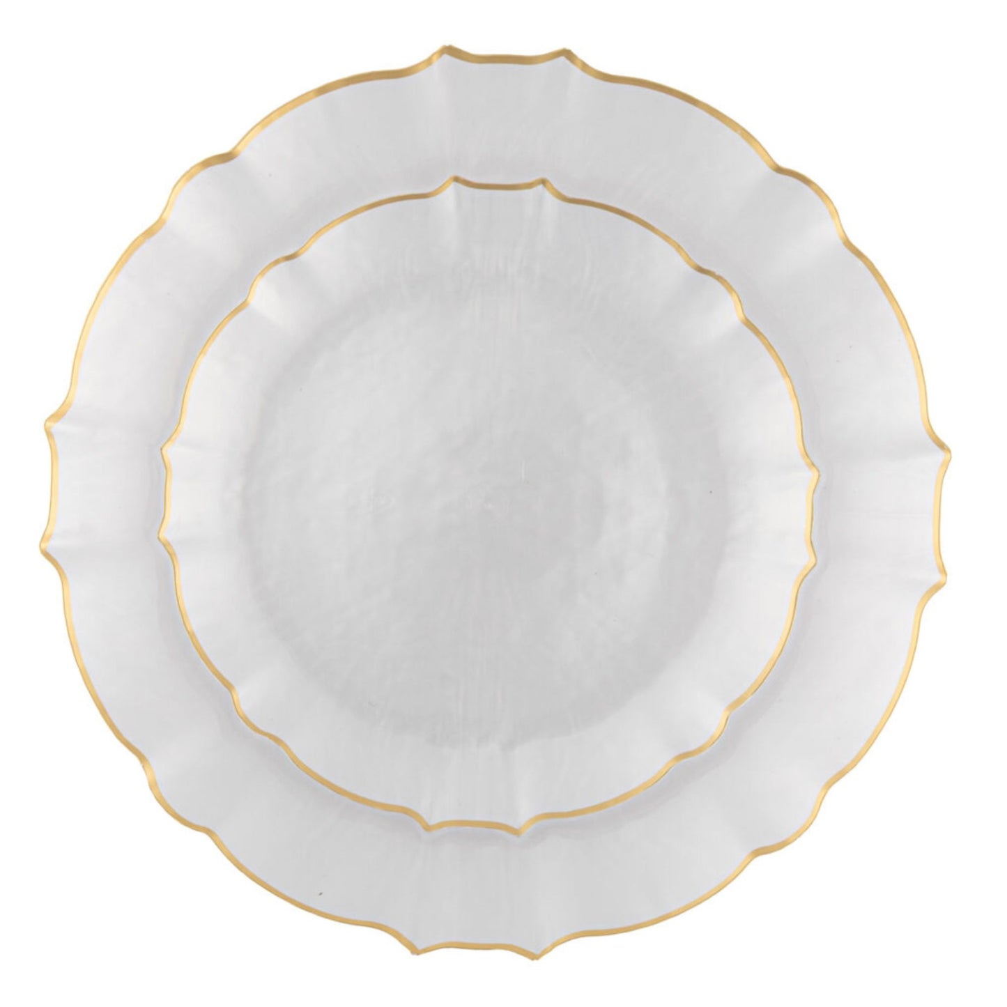 10.25"&7.5" Pearl with Gold Rim Plastic Plates Combo Set: Aristocratic Combo Disposable Plates SIMCA Collection