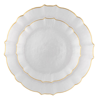 10.25"&7.5" Pearl with Gold Rim Plastic Plates Combo Set: Aristocratic Combo Disposable Plates SIMCA Collection