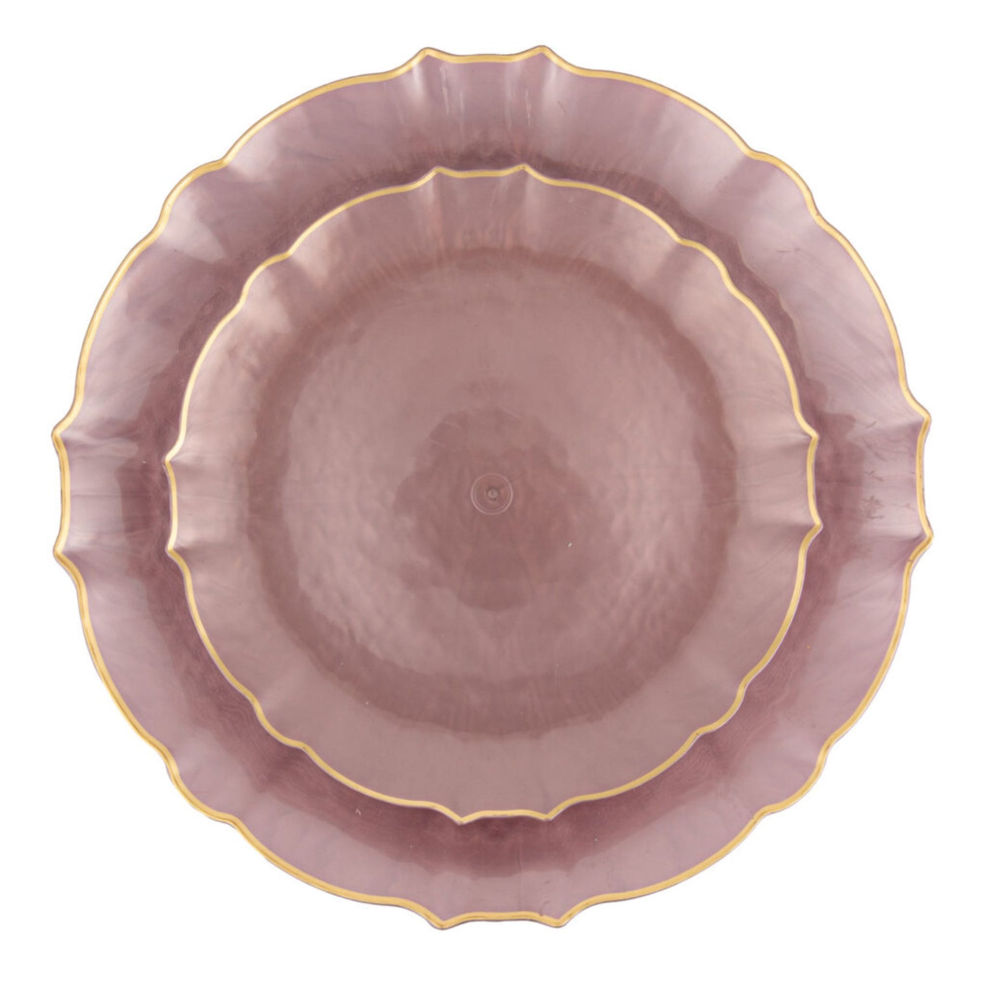 10.25"&7.5" Pearl Pink with Gold Rim Plastic Plates Combo Set: Aristocratic Combo Disposable Plates SIMCA Collection