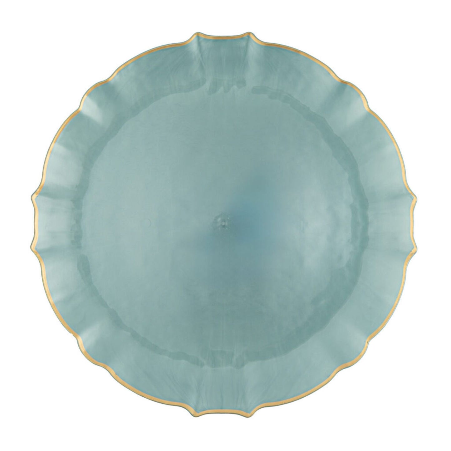 10.25"&7.5" Pearl Blue with Gold Rim Plastic Plates Combo Set: Aristocratic Combo Disposable Plates SIMCA Collection