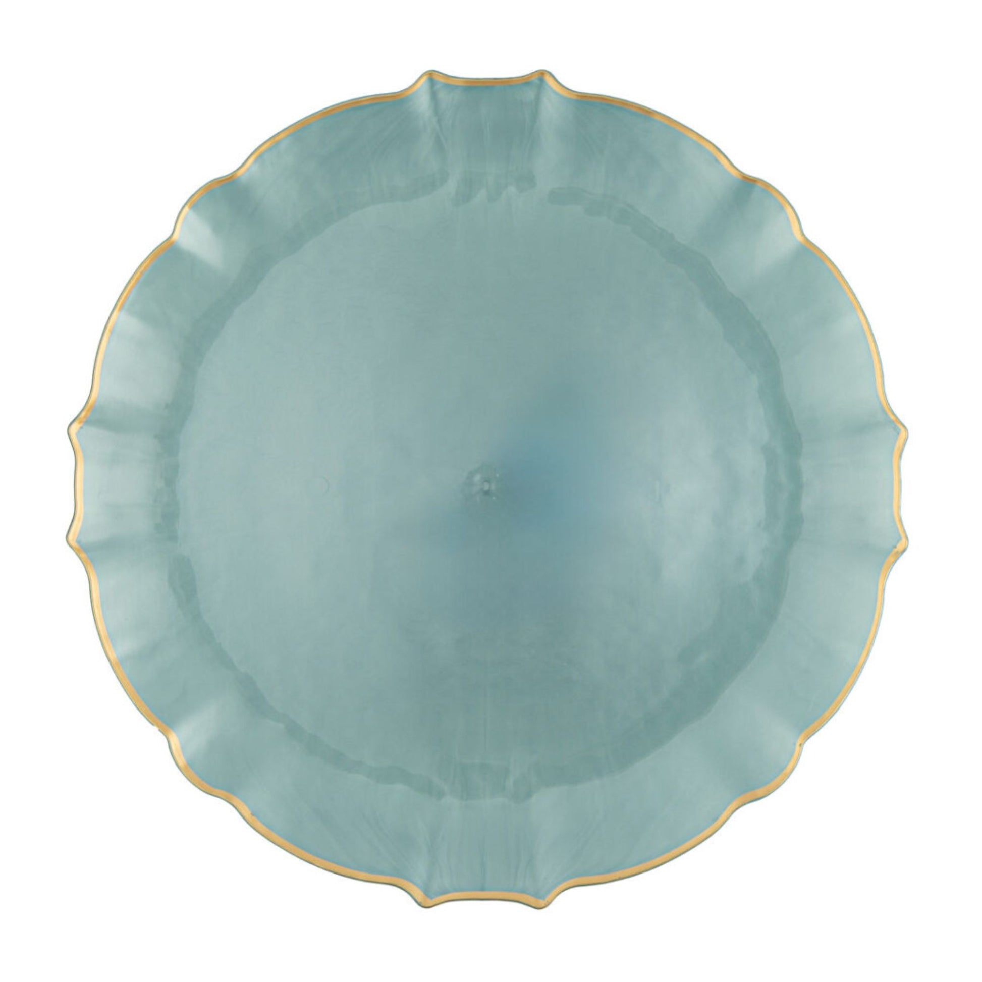 10.25"&7.5" Pearl Blue with Gold Rim Plastic Plates Combo Set: Aristocratic Combo Disposable Plates SIMCA Collection