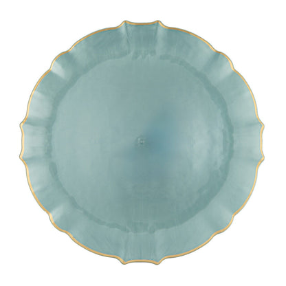 10.25"&7.5" Pearl Blue with Gold Rim Plastic Plates Combo Set: Aristocratic Combo Disposable Plates SIMCA Collection