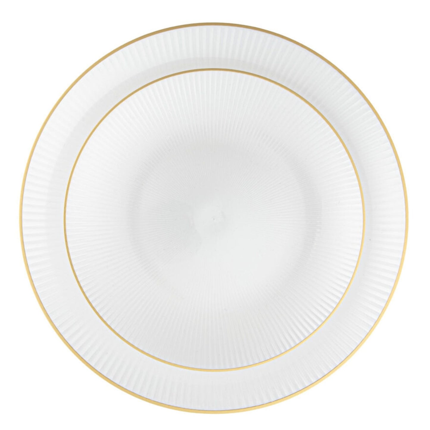 9"&7" Pearl with Gold Rim Plastic Plates Combo Set: Glass Design Combo Disposable Plates SIMCA Collection