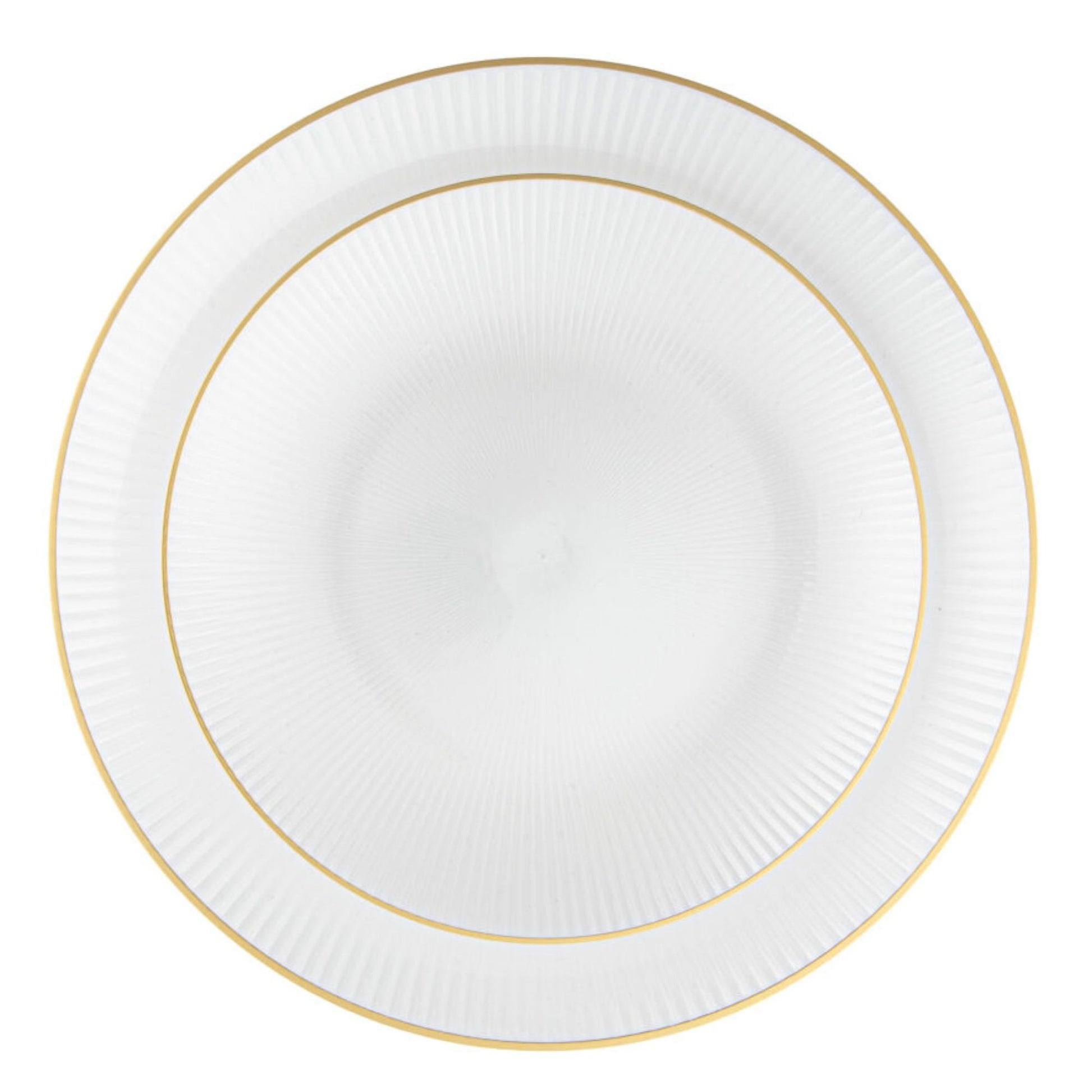 9"&7" Pearl with Gold Rim Plastic Plates Combo Set: Glass Design Combo Disposable Plates SIMCA Collection