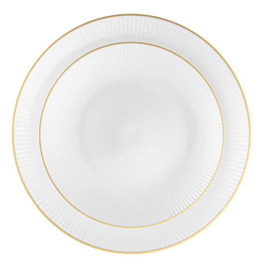9"&7" Pearl with Gold Rim Plastic Plates Combo Set: Glass Design