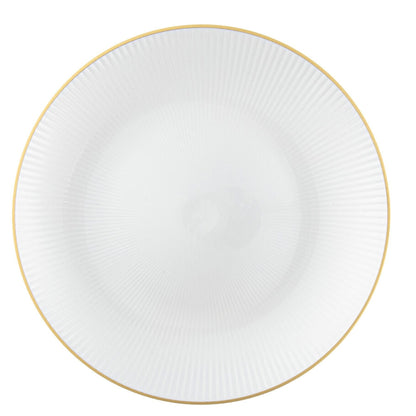 9"&7" Pearl with Gold Rim Plastic Plates Combo Set: Glass Design Combo Disposable Plates SIMCA Collection