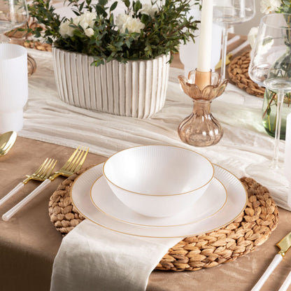 9"&7" Pearl with Gold Rim Plastic Plates Combo Set: Glass Design Combo Disposable Plates SIMCA Collection