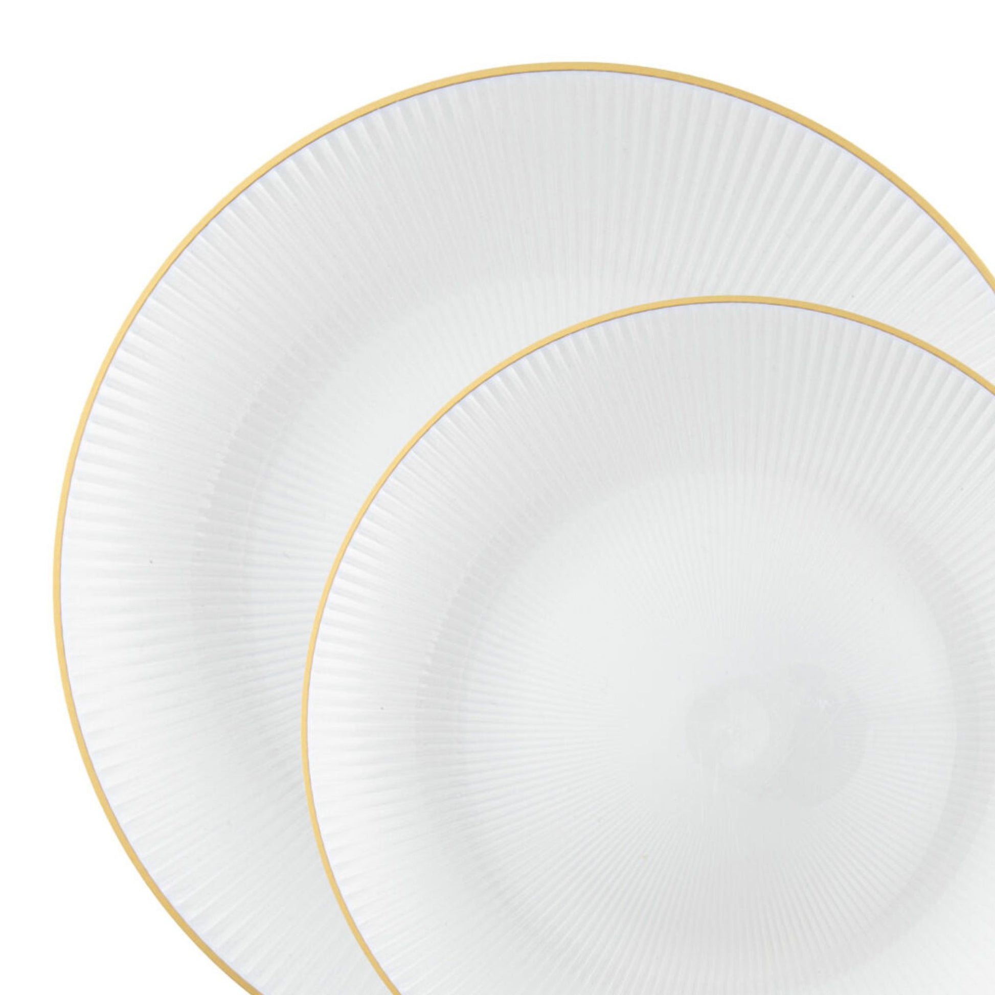 9"&7" Pearl with Gold Rim Plastic Plates Combo Set: Glass Design Combo Disposable Plates SIMCA Collection