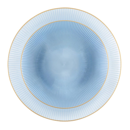 9"&7" Blue Transparent with Gold Rim Plastic Plates Combo Set: Glass Design Combo Disposable Plates SIMCA Collection