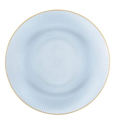 9"&7" Blue Transparent with Gold Rim Plastic Plates Combo Set: Glass Design Combo Disposable Plates SIMCA Collection