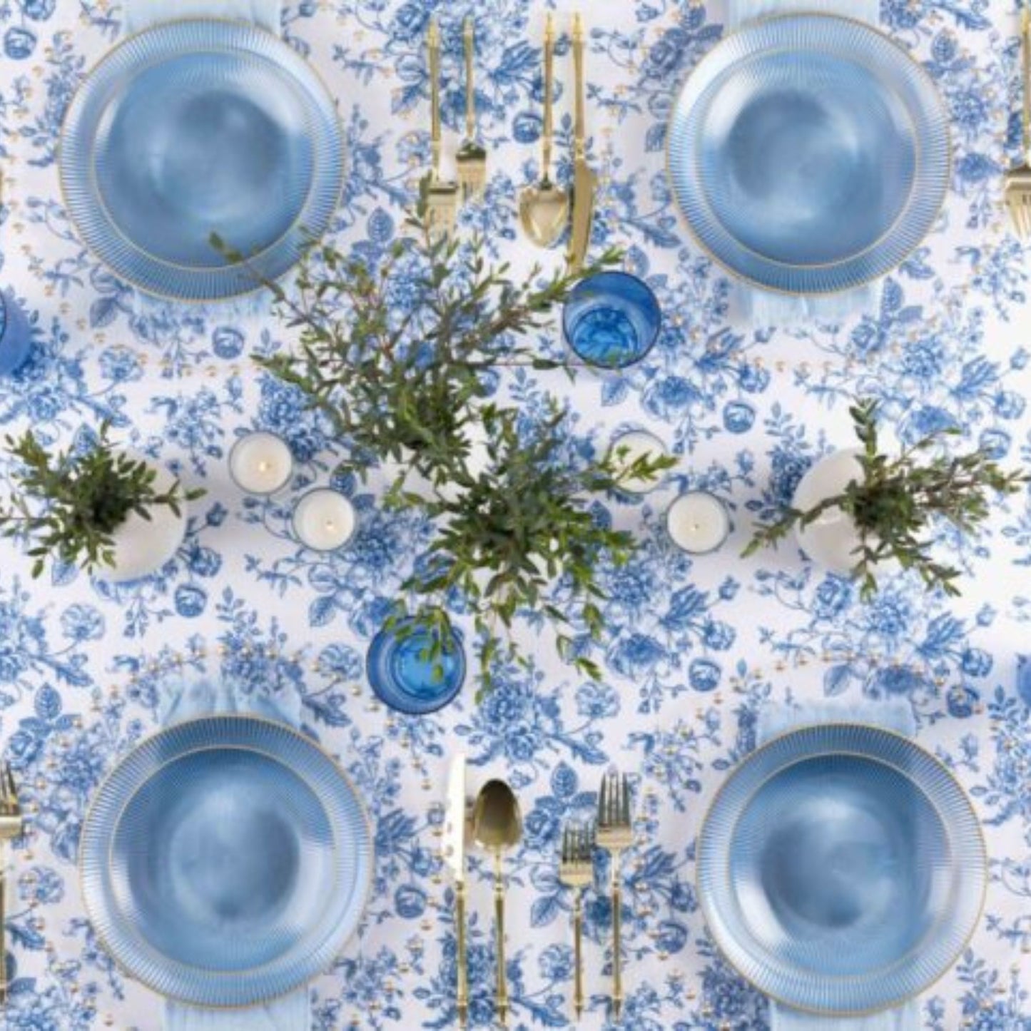 9"&7" Blue Transparent with Gold Rim Plastic Plates Combo Set: Glass Design Combo Disposable Plates SIMCA Collection