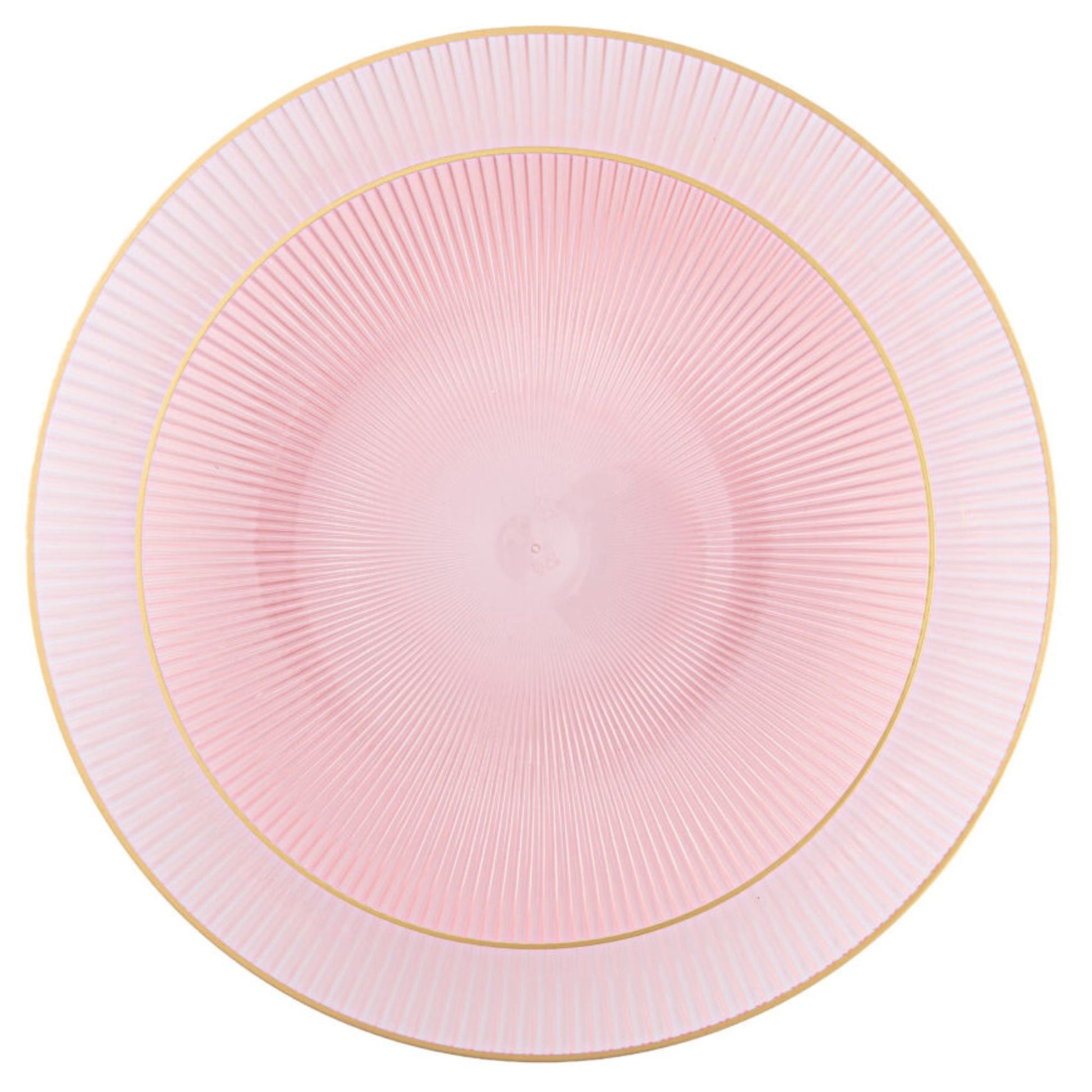 9"&7" Pink Transparent with Gold Rim Plastic Plates Combo Set: Glass Design Combo Disposable Plates SIMCA Collection
