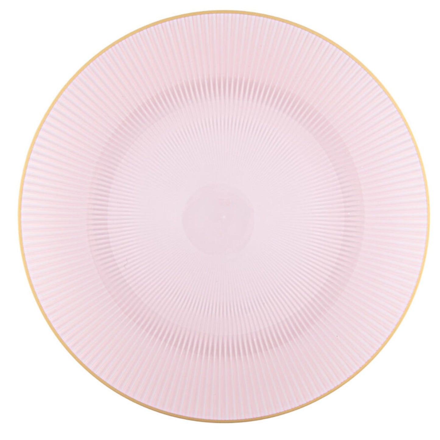 9"&7" Pink Transparent with Gold Rim Plastic Plates Combo Set: Glass Design Combo Disposable Plates SIMCA Collection