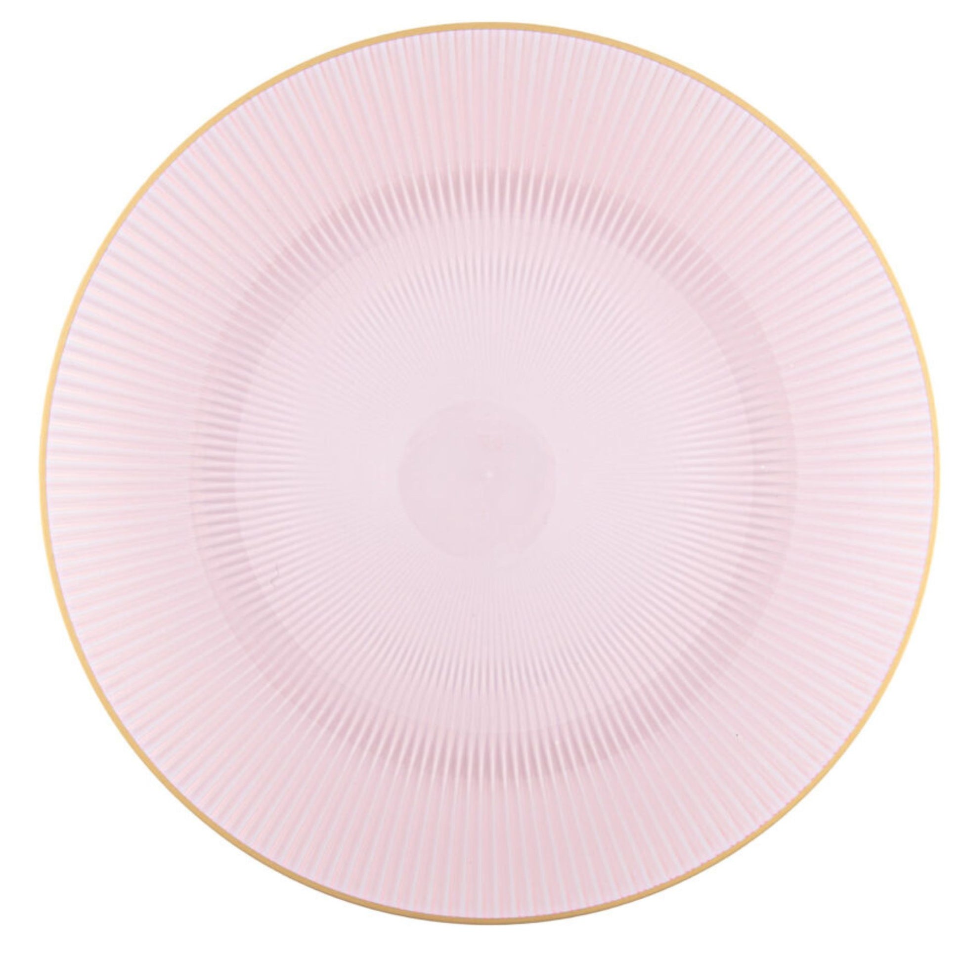 9"&7" Pink Transparent with Gold Rim Plastic Plates Combo Set: Glass Design Combo Disposable Plates SIMCA Collection
