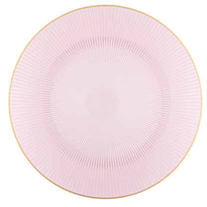 9"&7" Pink Transparent with Gold Rim Plastic Plates Combo Set: Glass Design Combo Disposable Plates SIMCA Collection