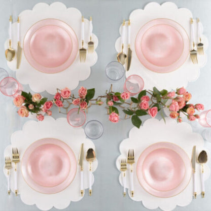 9"&7" Pink Transparent with Gold Rim Plastic Plates Combo Set: Glass Design Combo Disposable Plates SIMCA Collection