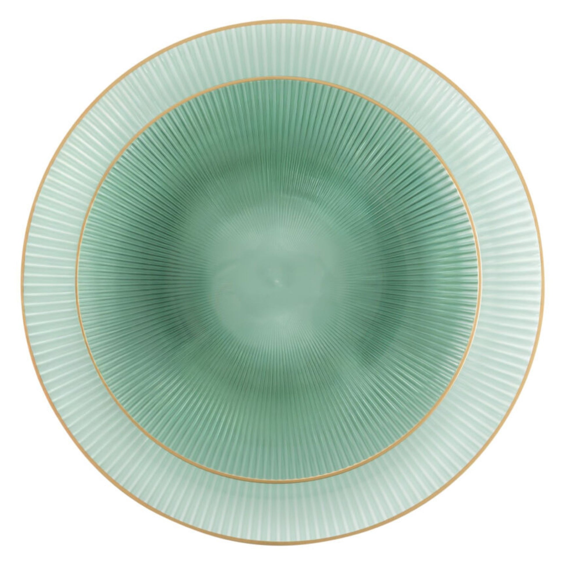 9"&7" Green Transparent with Gold Rim Plastic Plates Combo Set: Glass Design Combo Disposable Plates SIMCA Collection