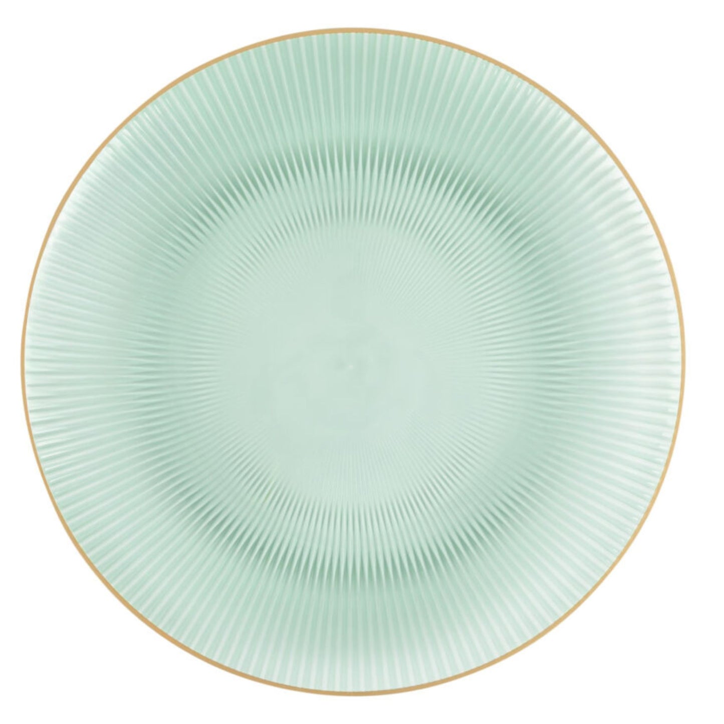 9"&7" Green Transparent with Gold Rim Plastic Plates Combo Set: Glass Design Combo Disposable Plates SIMCA Collection