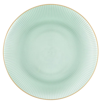 9"&7" Green Transparent with Gold Rim Plastic Plates Combo Set: Glass Design Combo Disposable Plates SIMCA Collection