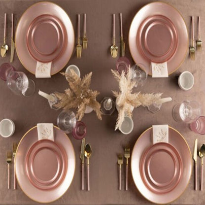 6.3"&8.6" Pink Pearl Disposable Plastic Plates COMBO Set-Edge