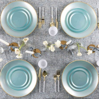 6.3"&8.6" Teal Pearl Disposable Plastic Plates COMBO Set-Edge