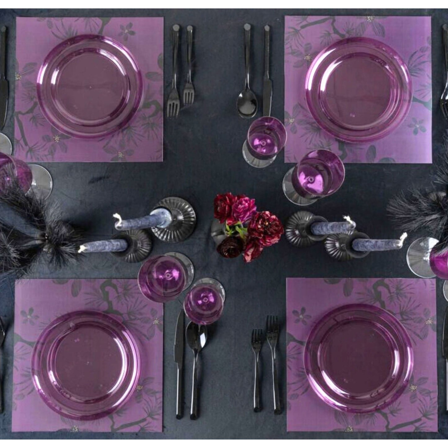 6.3"&8.6" Purple Disposable Plastic Plates COMBO Set-Edge