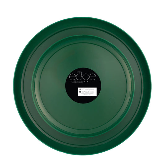 6.3"&8.6" Green Disposable Plastic Plates COMBO Set-Edge