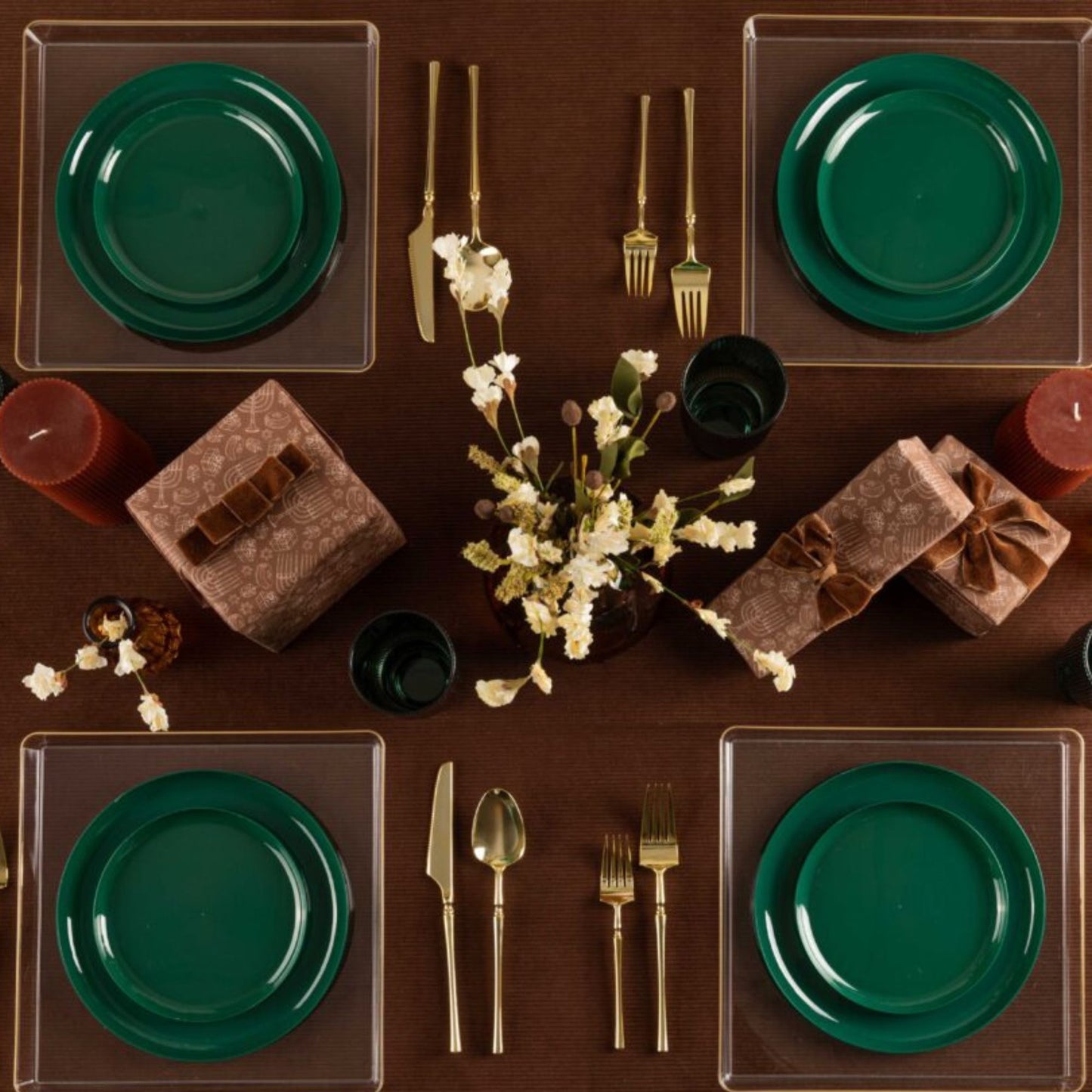 6.3"&8.6" Green Disposable Plastic Plates COMBO Set-Edge