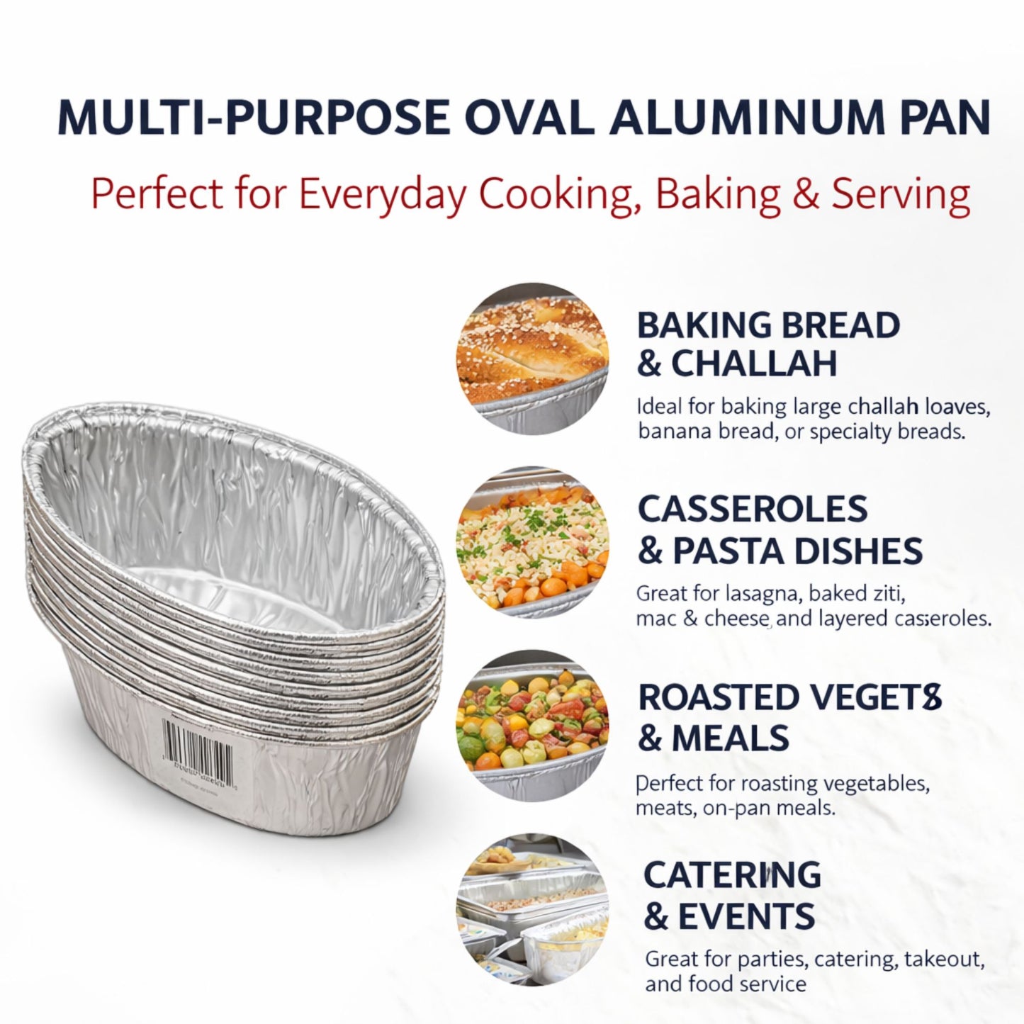 3lb Medium Oval/Challa Loaf Pan Disposable Aluminum