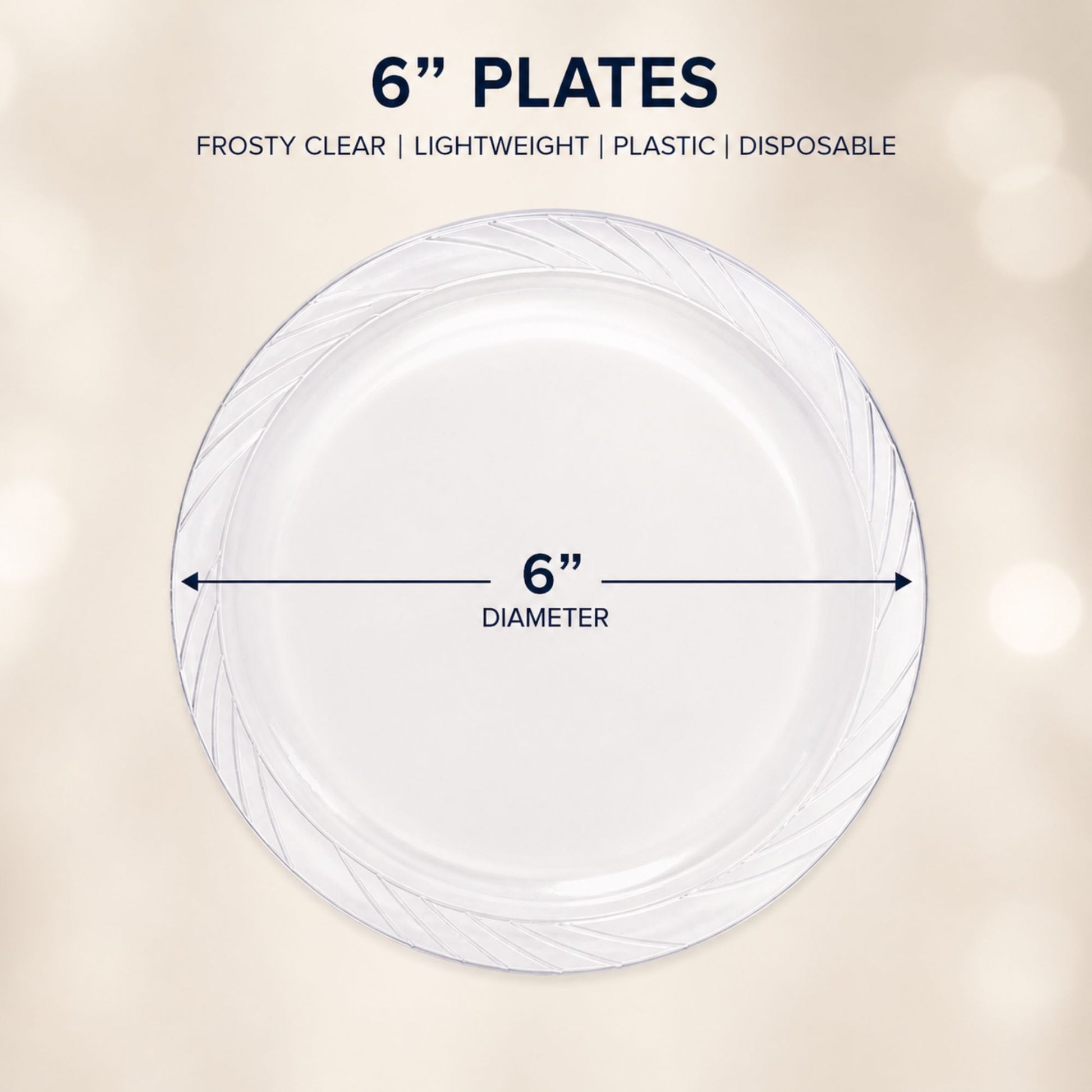 *JUMBO PACK*6" Plates frosty Clear Lightweight Plastic Disposable Disposable Plates Blue Sky