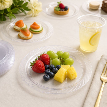 *JUMBO PACK*6" Plates frosty Clear Lightweight Plastic Disposable Disposable Plates Blue Sky