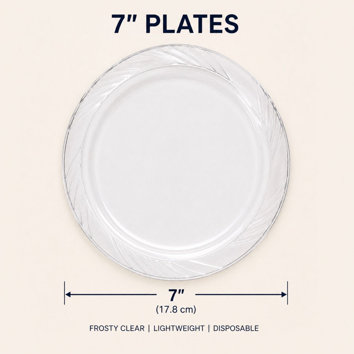 *JUMBO PACK* 7" Plates frosty Clear Lightweight Plastic Disposable Disposable Plates Blue Sky