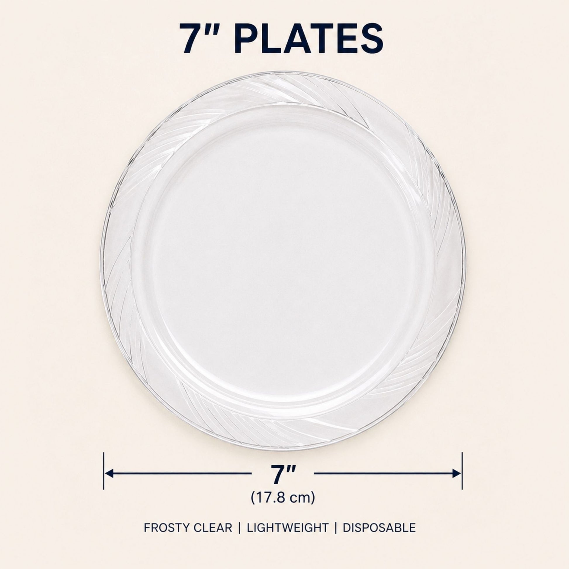 *JUMBO PACK* 7" Plates frosty Clear Lightweight Plastic Disposable Disposable Plates Blue Sky