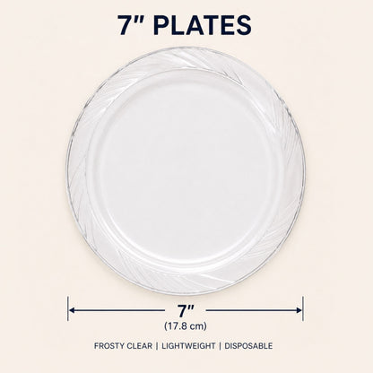 *JUMBO PACK* 7" Plates frosty Clear Lightweight Plastic Disposable Disposable Plates Blue Sky